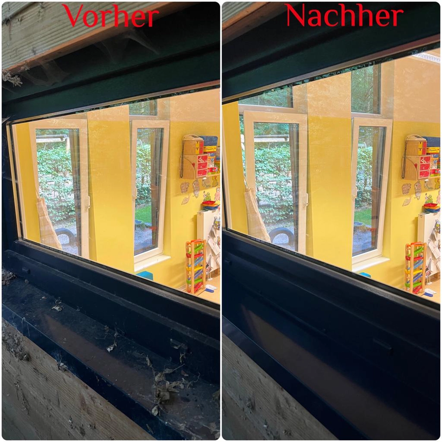 Dragan-Reinigungsservice und mehr, Vorher- und Nachher-Fotos der Fensterglasreinigung